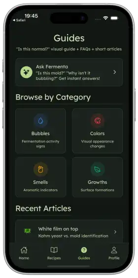 Fermentation guide screen