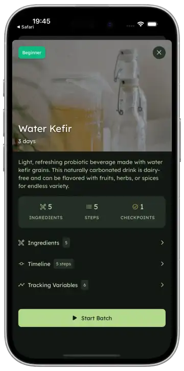 Batch tracking screen